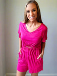 The Ryan Reversible Cutout Romper- Hot Pink