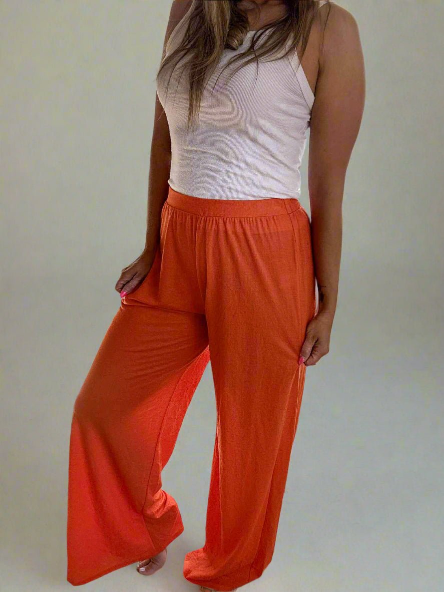 Macy Wide Leg Palazzo Pant- Orange
