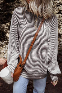 Striped Ribbed Knit Sweater