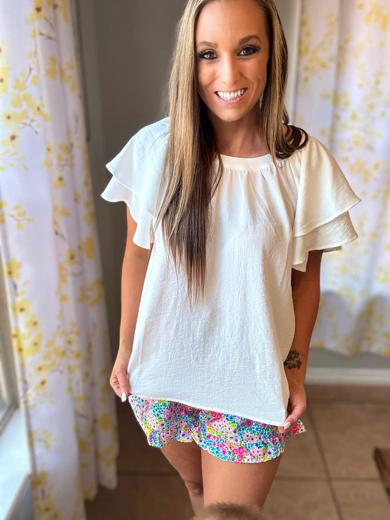 Garden Stroll Flutter Sleeve Top