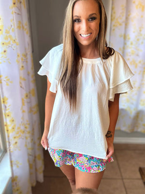 Garden Stroll Flutter Sleeve Top