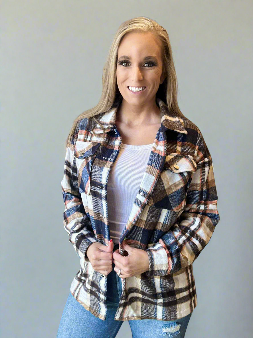 Bonfire Night Plaid Pocket Shacket