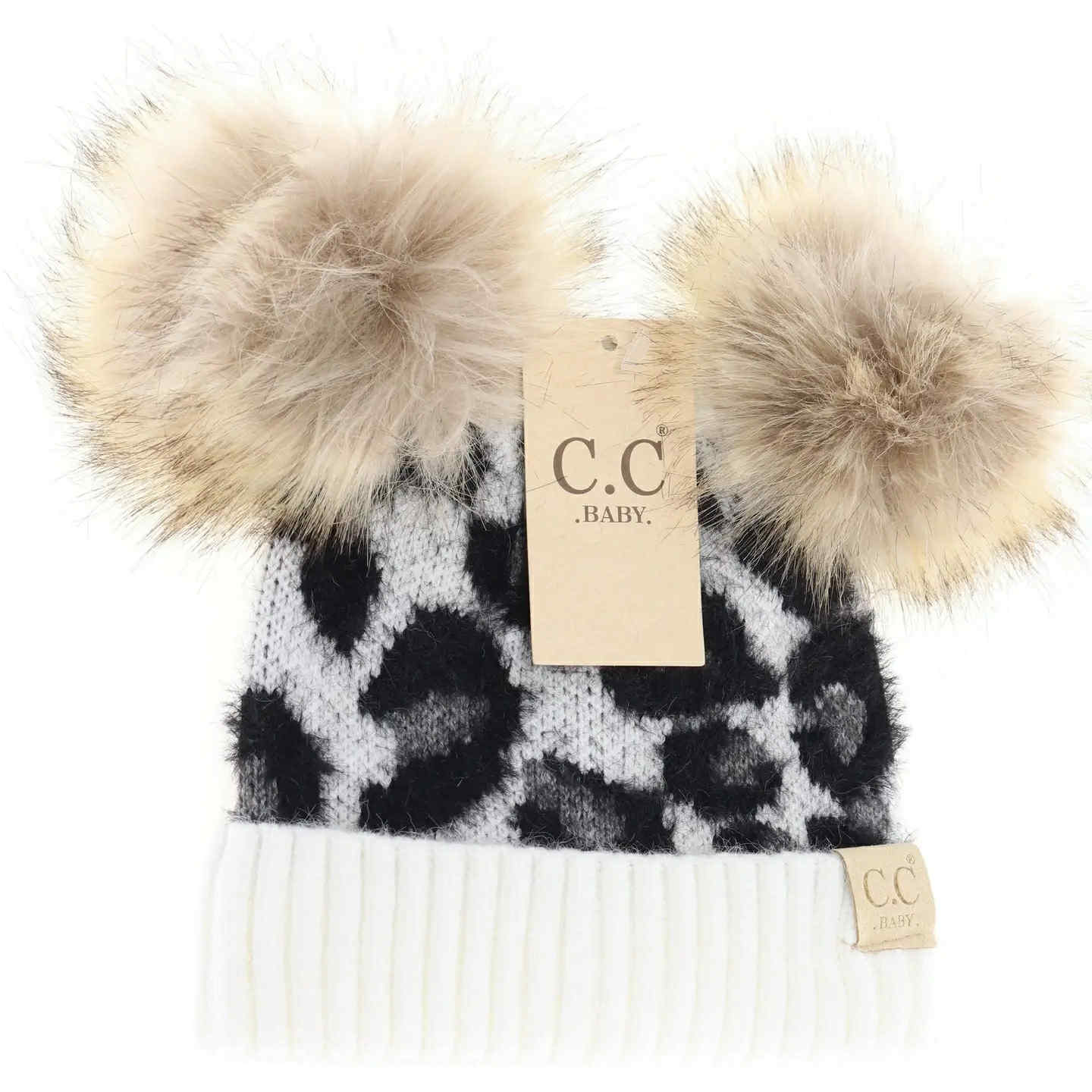 Baby Leopard Double Pom C.C. Beanie