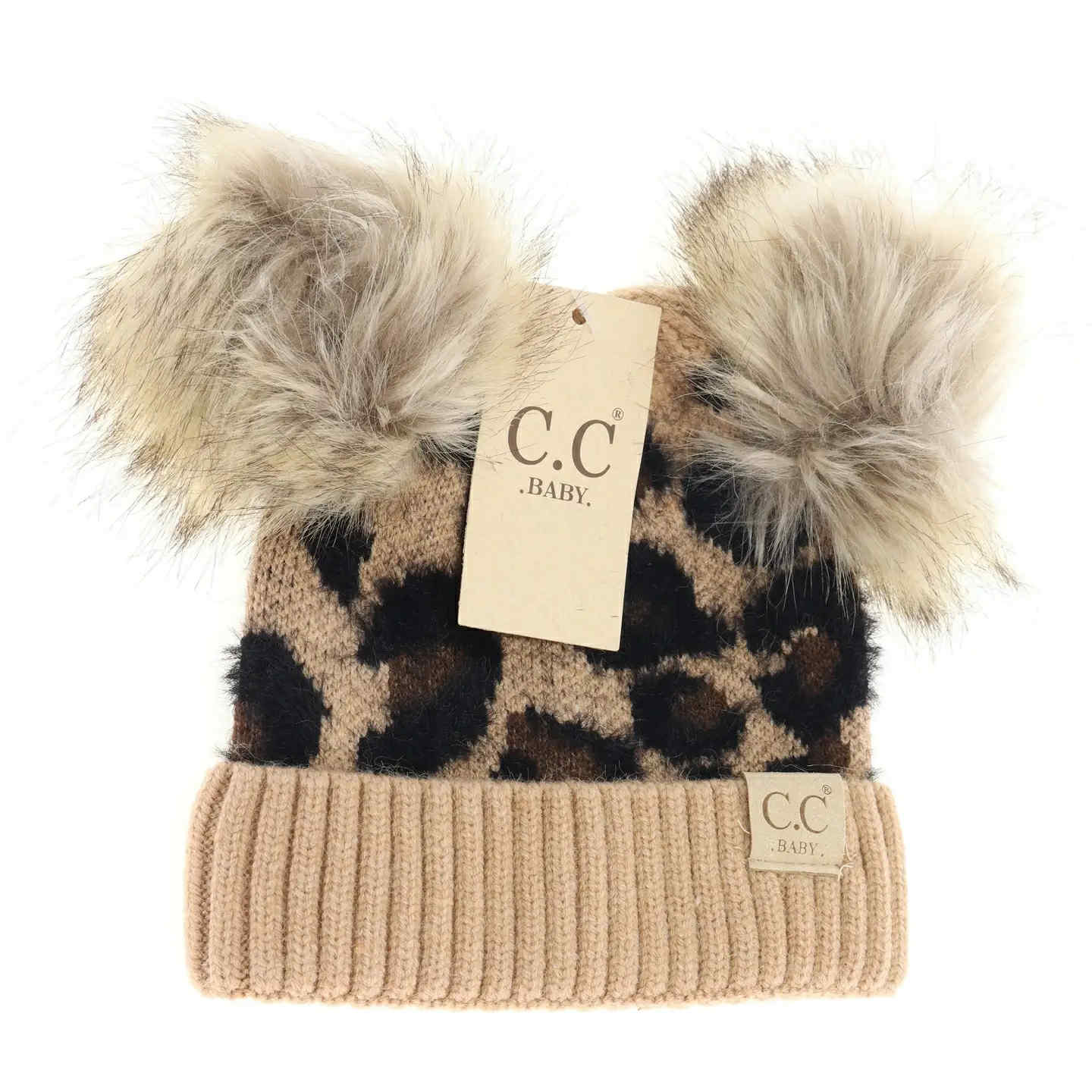 Baby Leopard Double Pom C.C. Beanie