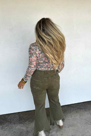 Boots & Blooms Mesh Top - Faded Blue Flower