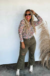 Boots & Blooms Mesh Top - Faded Blue Flower