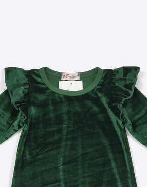 Emerald Velvet Baby Romper