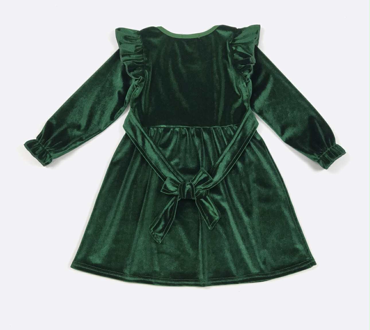 Emerald Velvet Girls Dress