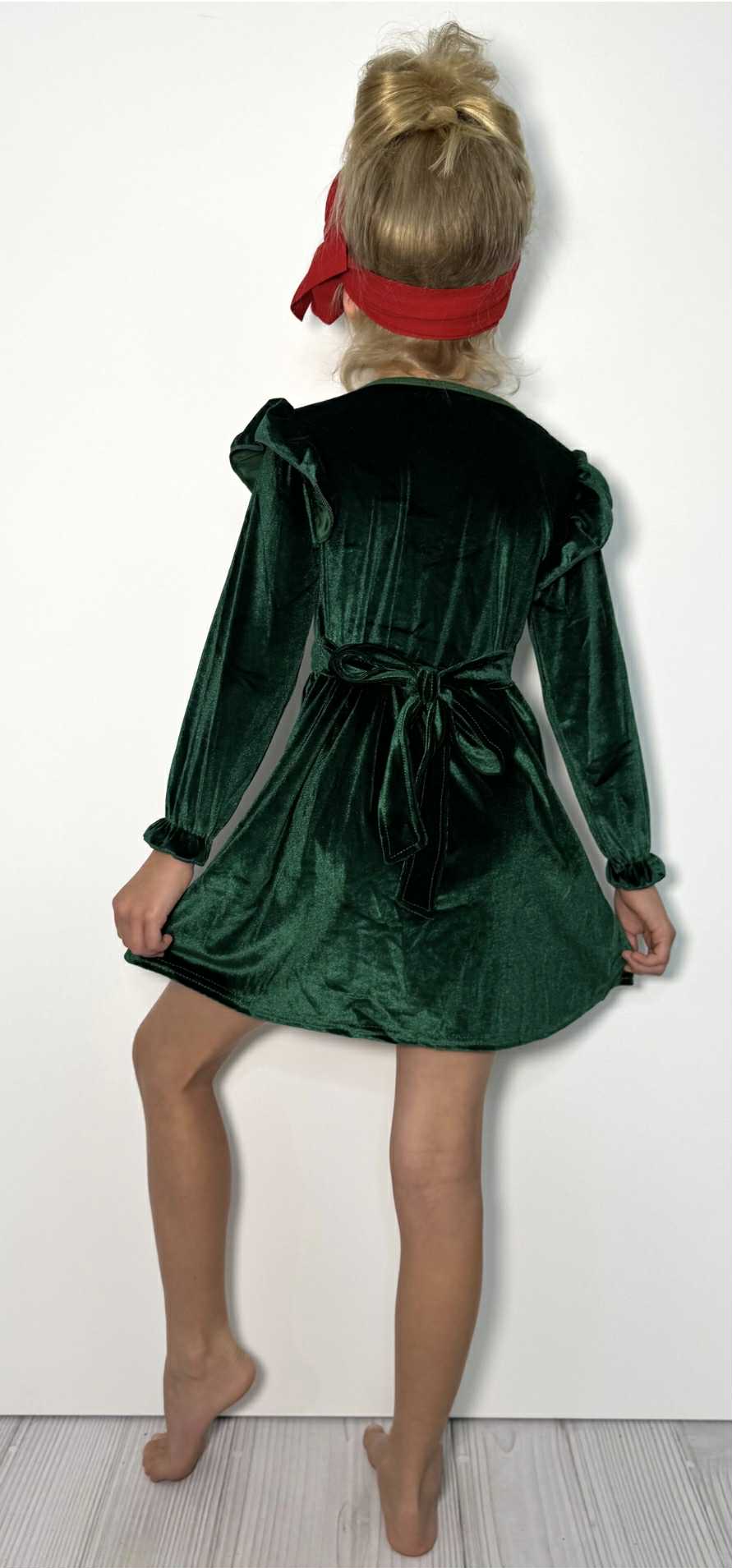 Emerald Velvet Girls Dress