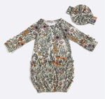 Fall Wildflower Baby Gown w/ Matching Headband