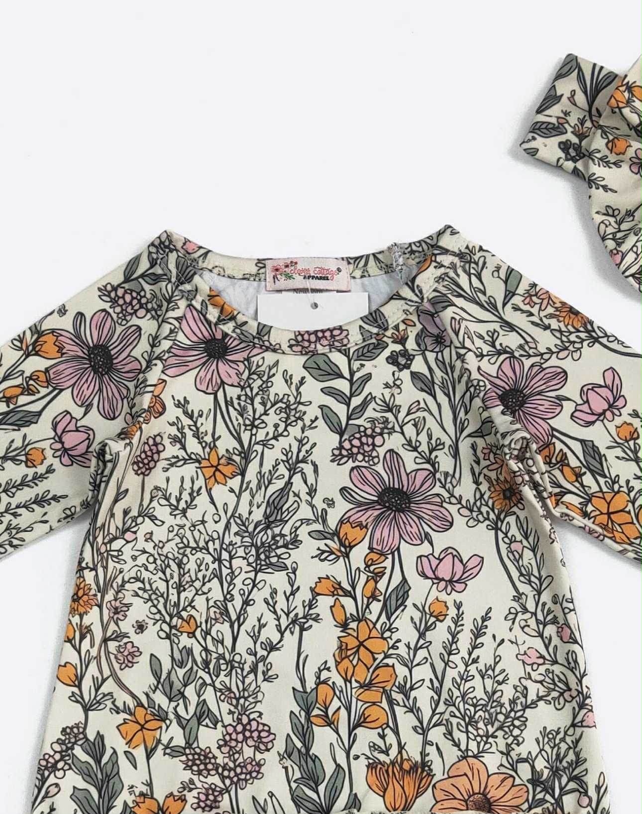 Fall Wildflower Baby Gown w/ Matching Headband