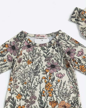 Fall Wildflower Baby Gown w/ Matching Headband