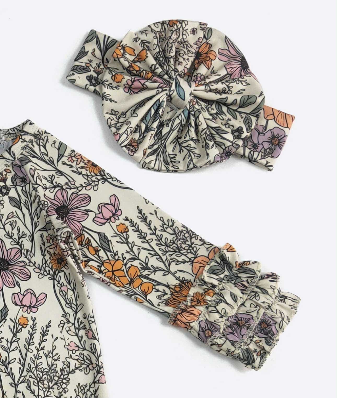 Fall Wildflower Baby Gown w/ Matching Headband