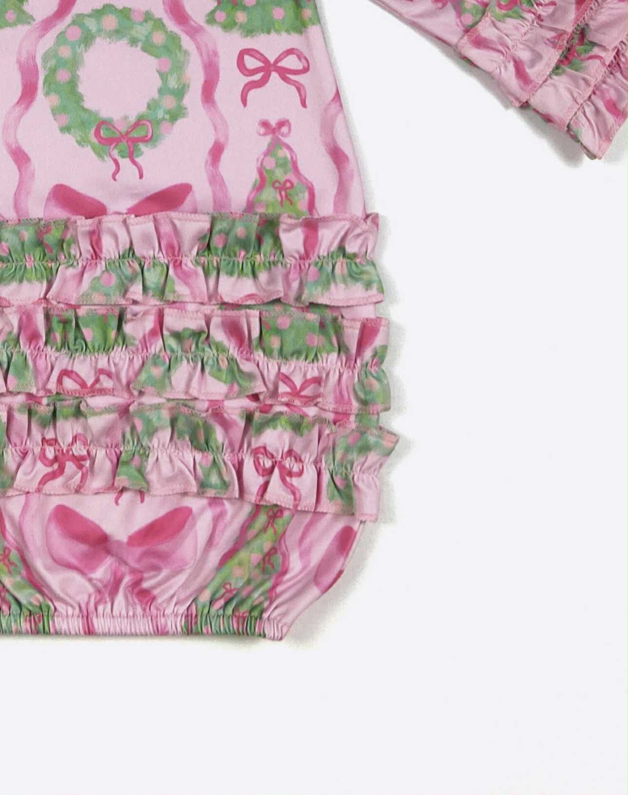 Fuchsia Wreath Baby Gown w/ Matching Headband