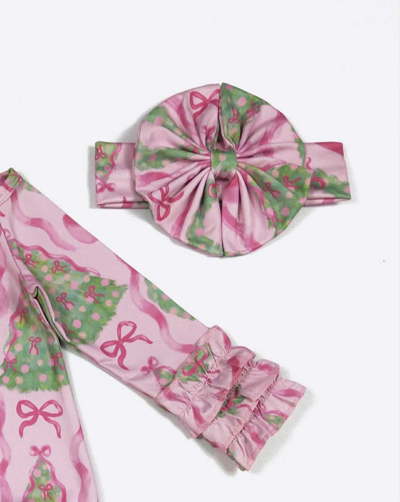 Fuchsia Wreath Baby Gown w/ Matching Headband