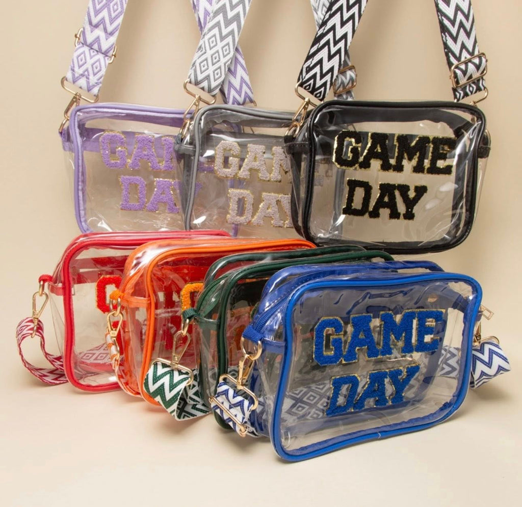 “Game Day” Fuzzy Chenille Clear Crossbody Bag