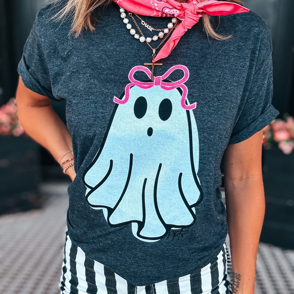 Glitter Ghost Bow Tee
