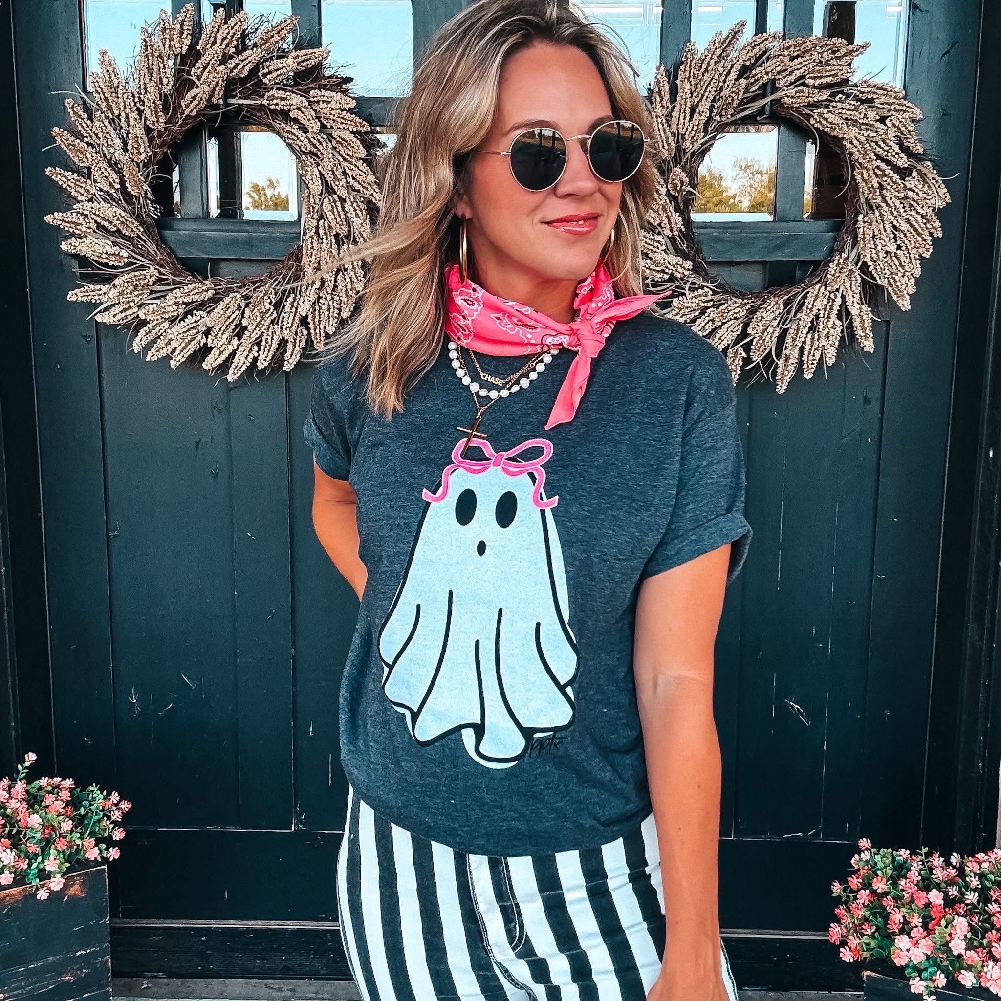 Glitter Ghost Bow Tee