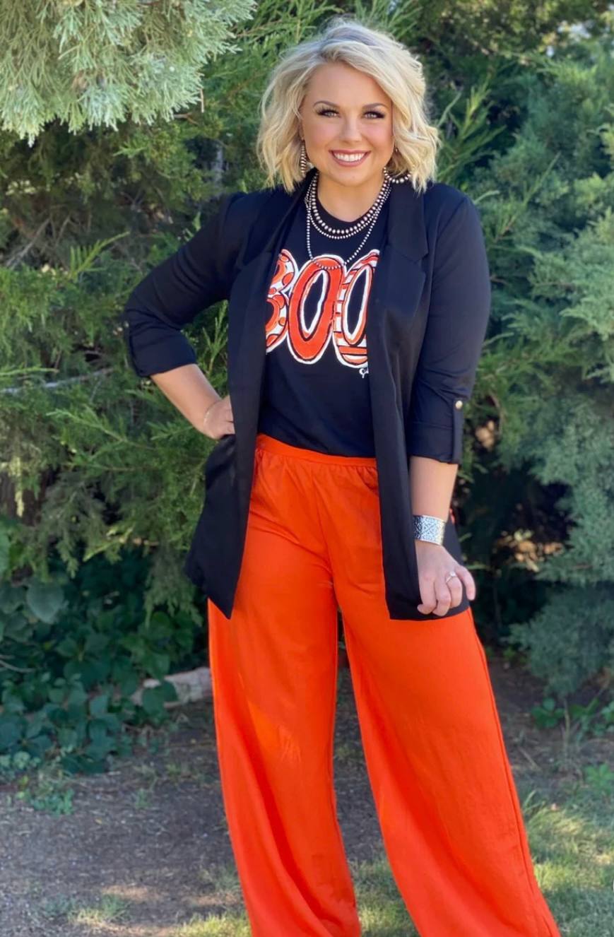 Macy Wide Leg Palazzo Pant- Orange
