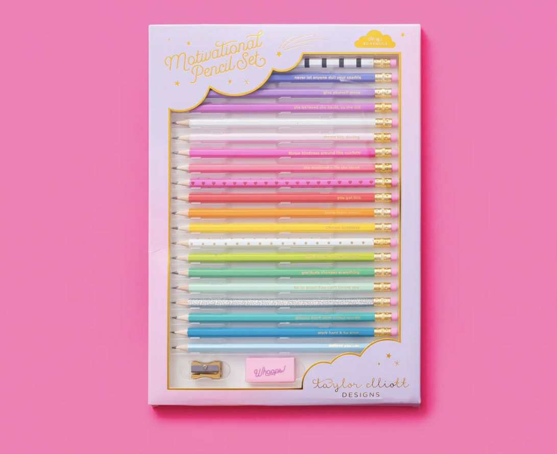 Pencil Set - Motivational - Asst Colors - 22 Pc Set
