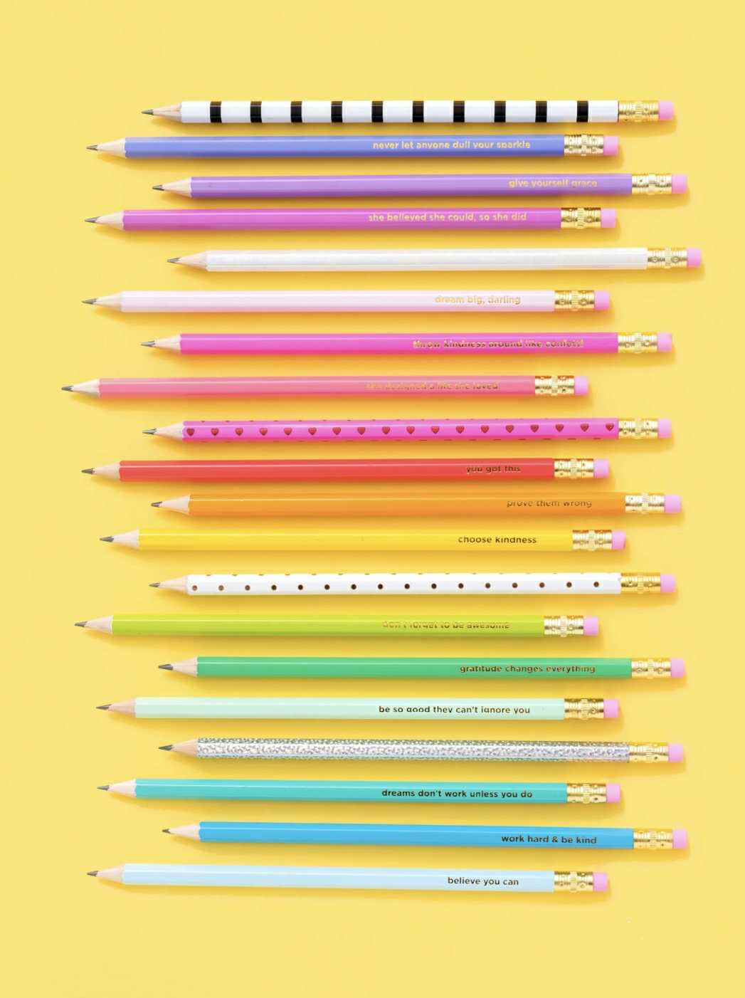 Pencil Set - Motivational - Asst Colors - 22 Pc Set