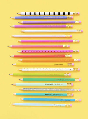 Pencil Set - Motivational - Asst Colors - 22 Pc Set