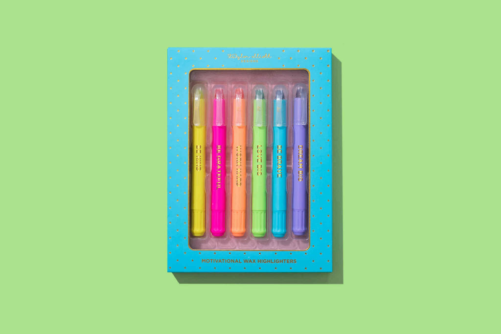 Wax Highlighter Set - Motivational - Asst Colors - 6 Piece Set