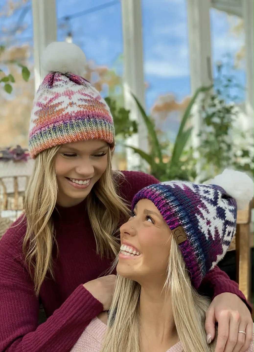 Ombre Aztec Fur Pom C.C. Beanie