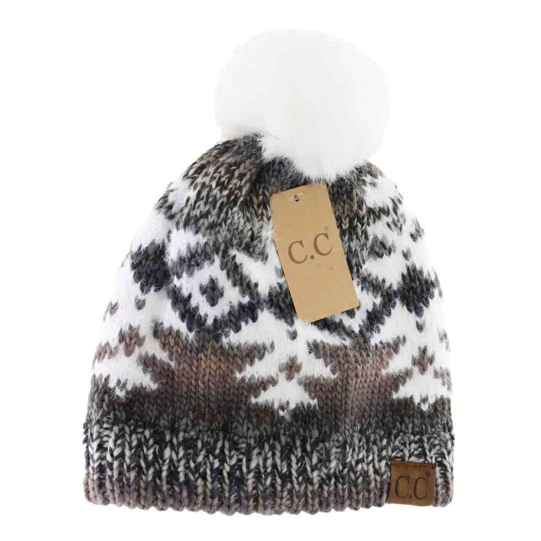 Ombre Aztec Fur Pom C.C. Beanie