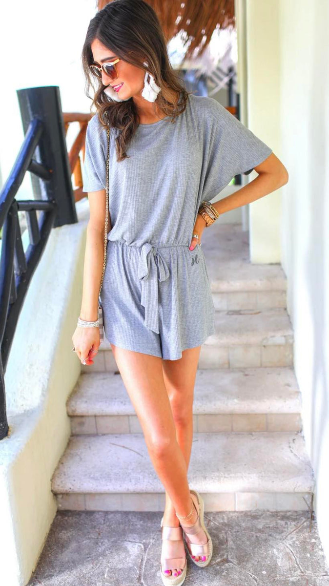 On the Run Ribbed Romper – Sunkissed Daisy Boutique