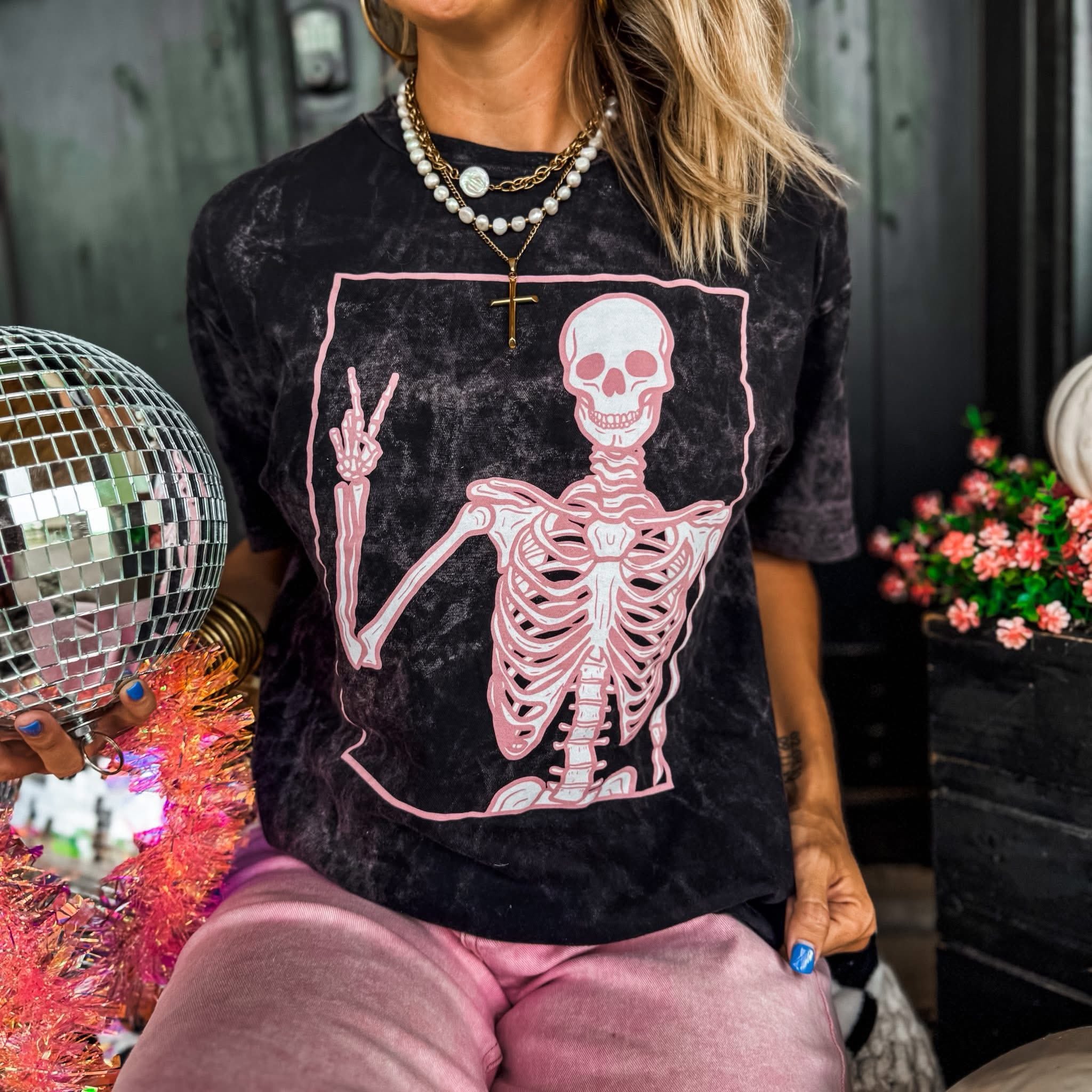 Peace Skelly Mineral Wash Tee