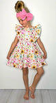 Pink Butterfly Floral Girls Dress