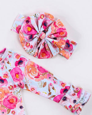 Sherbet Poppy Baby Gown with Matching Headband