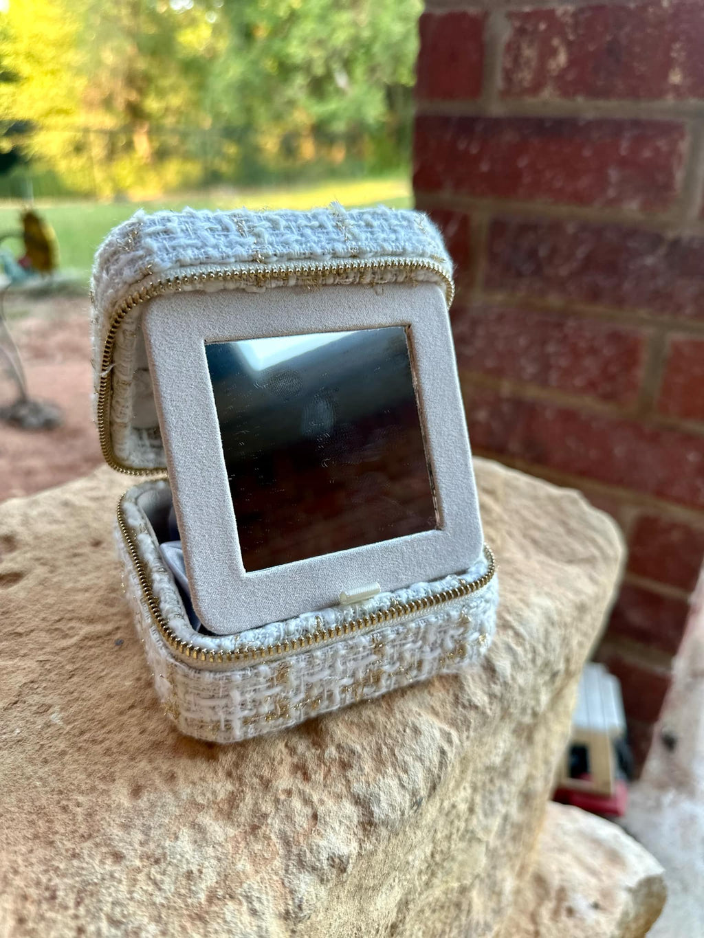 Tweed Travel Jewelry Box- Goldenrod