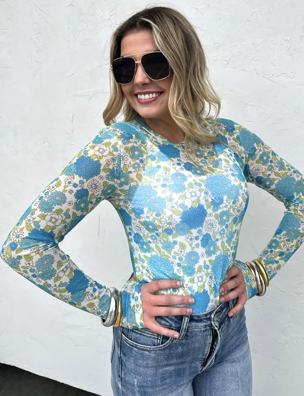 Vintage Floral Mesh Top