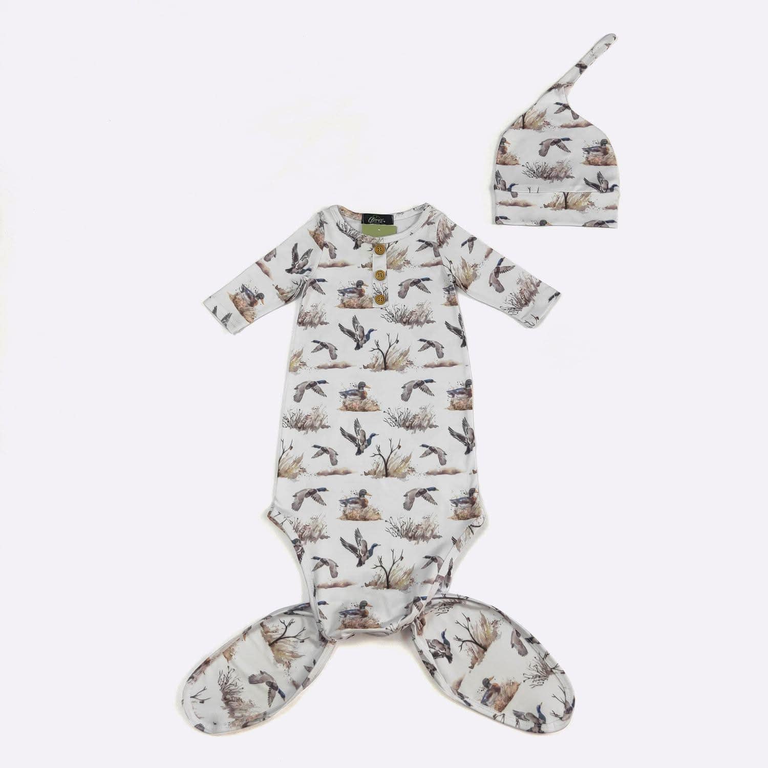 Wildfowl Baby Knotted Gown w/ Matching Cap