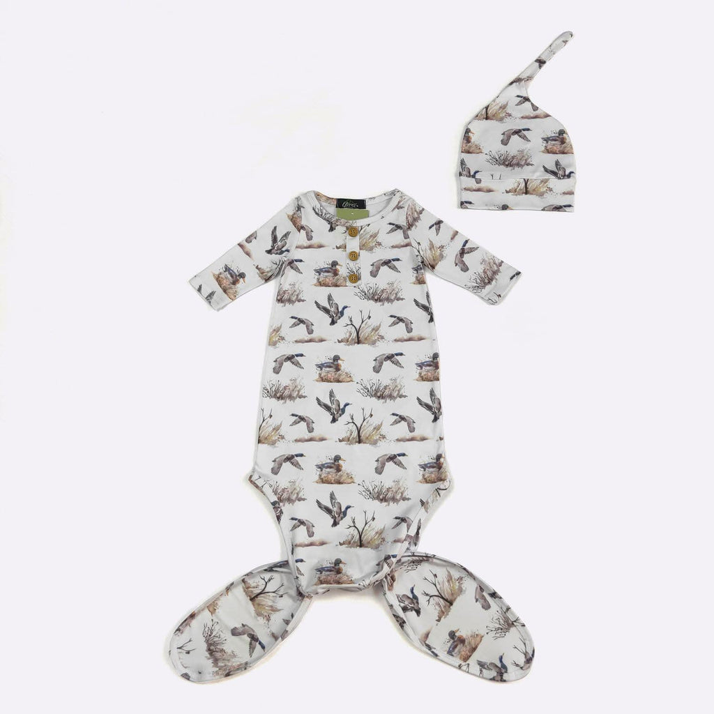 Wildfowl Baby Knotted Gown w/ Matching Cap