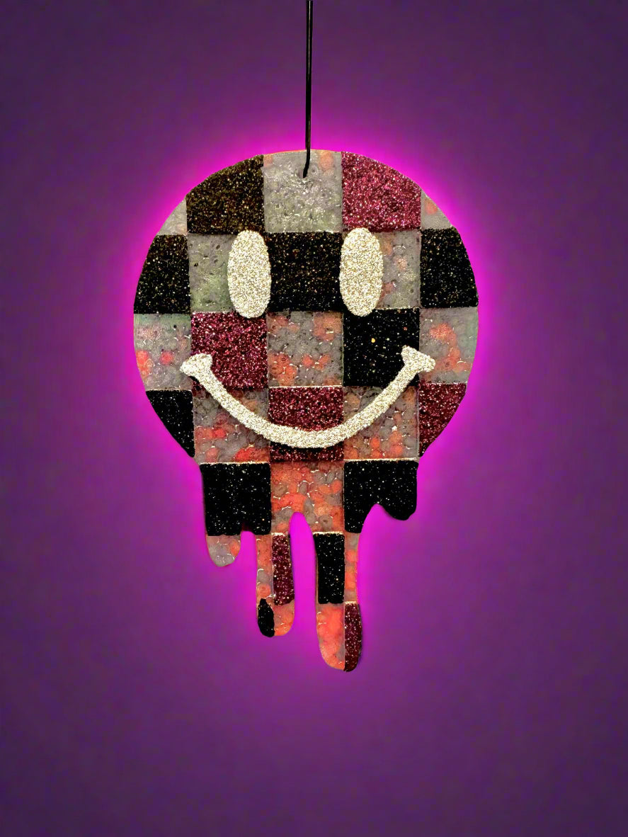 Freshie- Checkered Drip Smiley